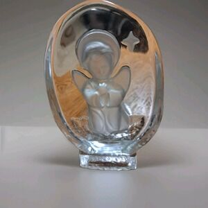 L.E. Smith Martinsville Frosted Praying Angel & Star Figurine